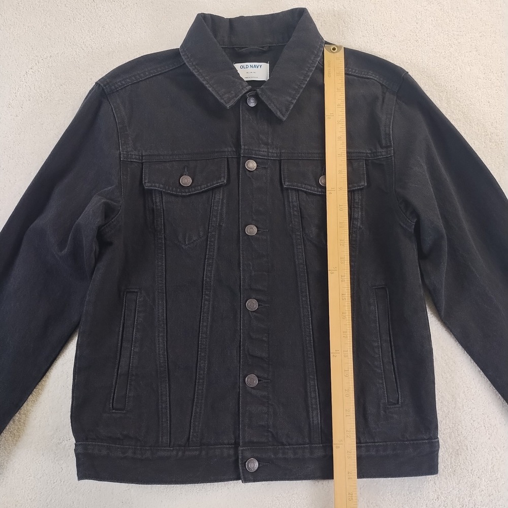 Old Navy Denim Jacket Fits Adult S/XS Black Trucker Cowboy Grunge Workwear - Picture 9 of 14